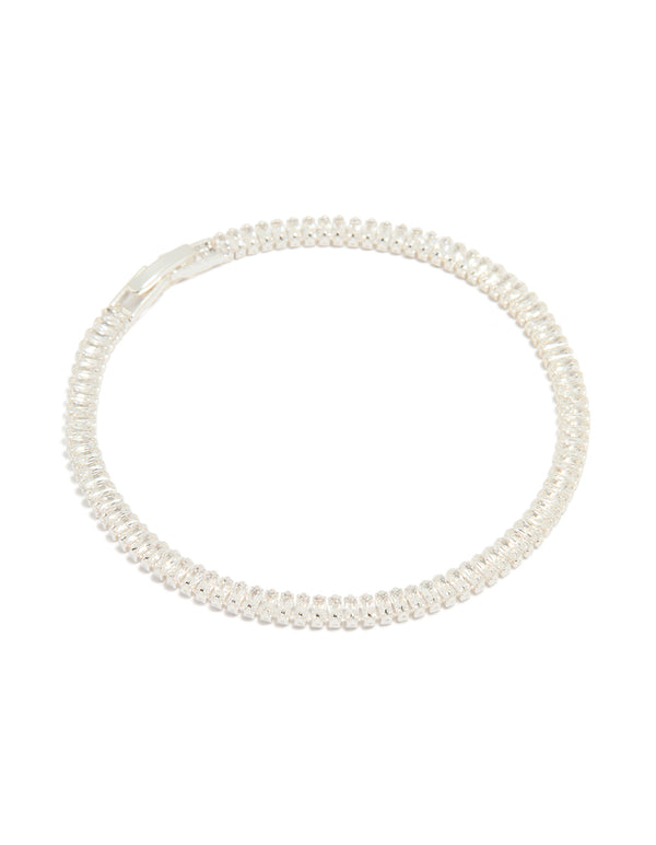 Silver Baguette Cubic Zirconia Tennis Bracelet
