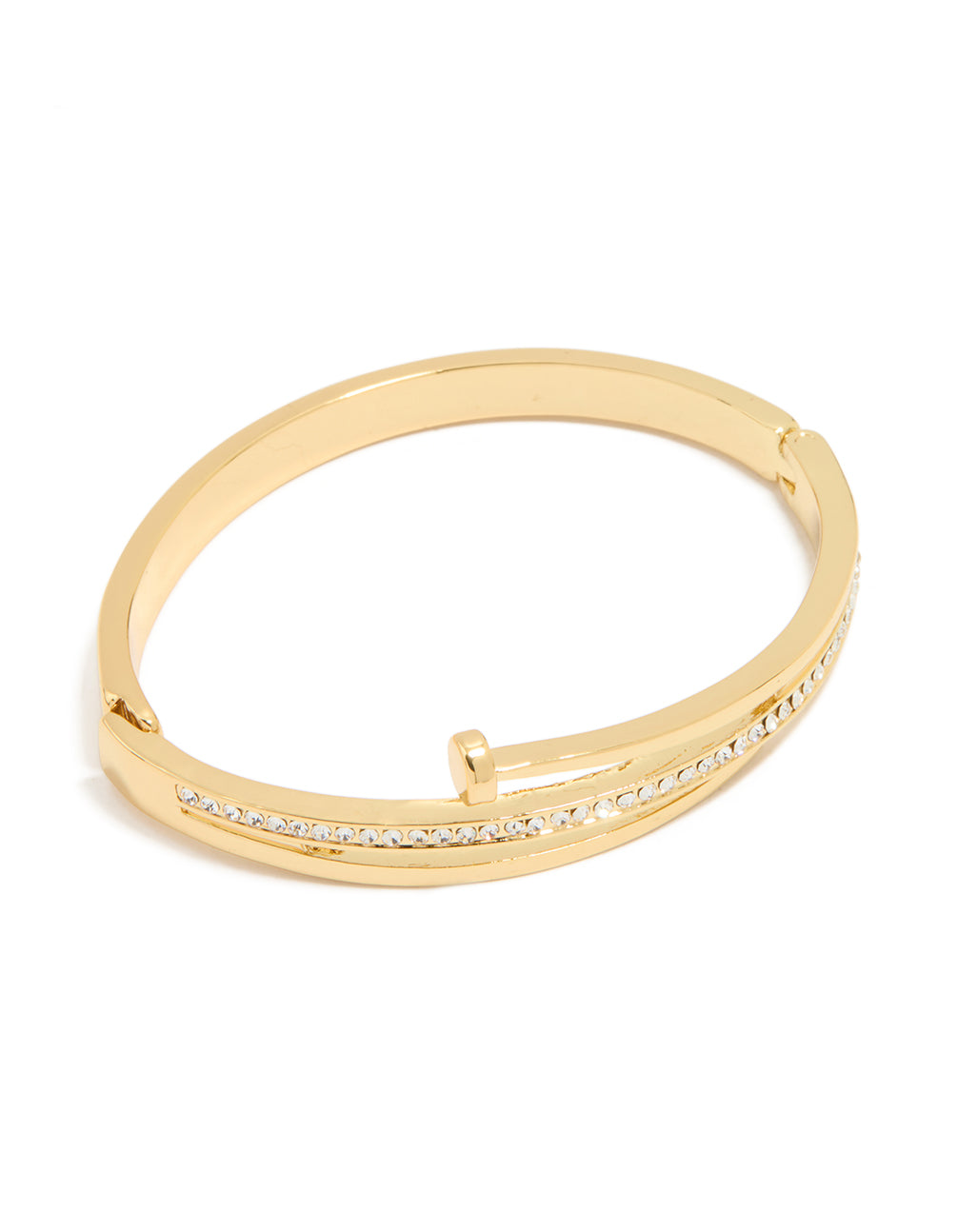 Gold Diamante Nail Hinge Bangle