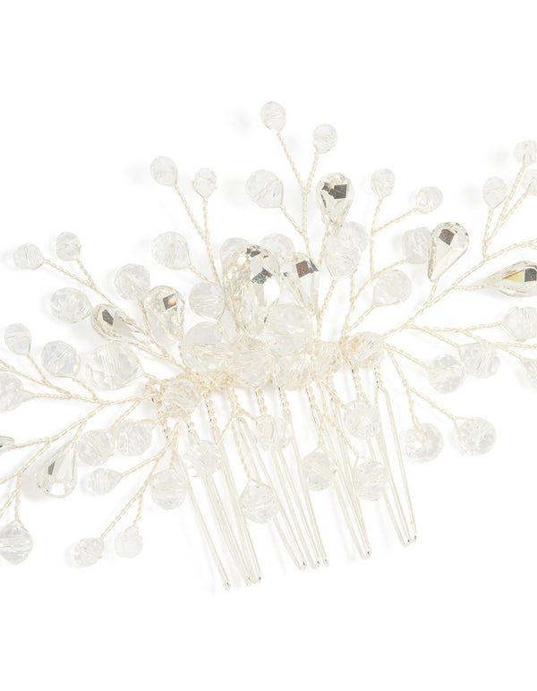 Silver Diamante Beaded Hair Comb