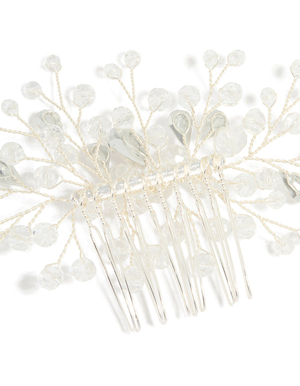 Silver Diamante Beaded Hair Comb