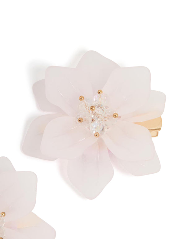 Gold Frosted Flower Hair Clips 2-Pack