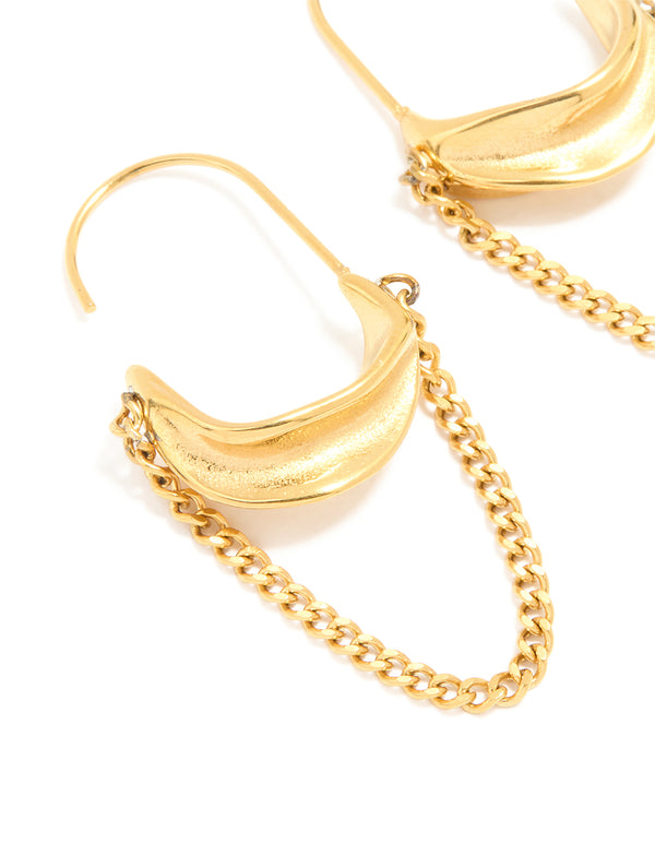 Waterproof Gold Plated Stainless Steel Chain Hoop Earrings