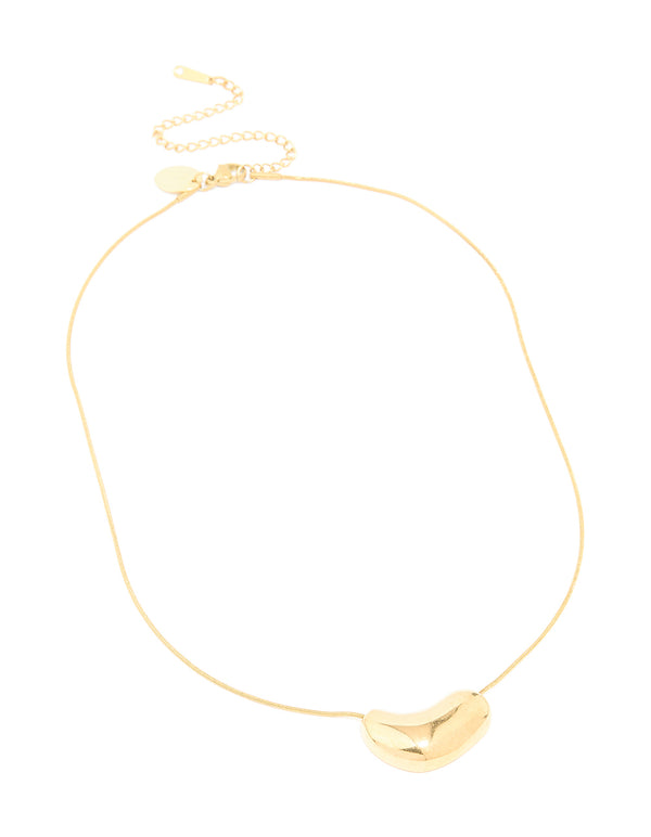 Waterproof Gold Plated Stainless Steel Pebble Pendant Necklace