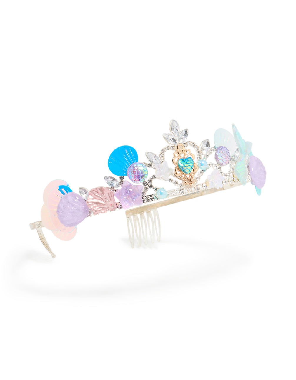 Kids Silver Metallic Shell Tiara Headband