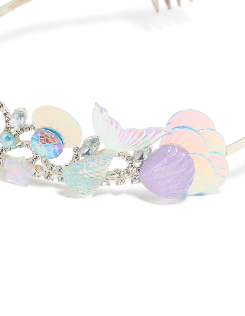Kids Silver Metallic Shell Tiara Headband