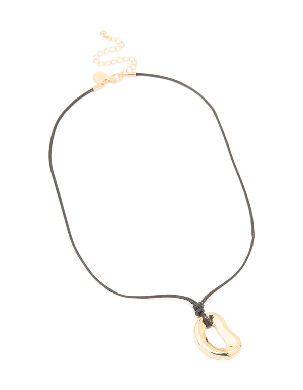 Gold Organic Pendant Cord Necklace