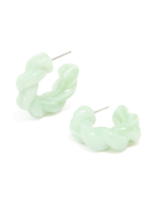 Green Acrylic Twist Bubble Hoop Earrings