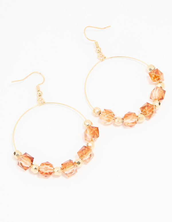 Gold Neutral Beaded Hoop Earrings