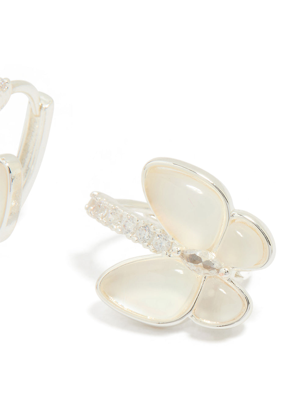 Silver Plated Cubic Zirconia Butterfly Huggie Earrings