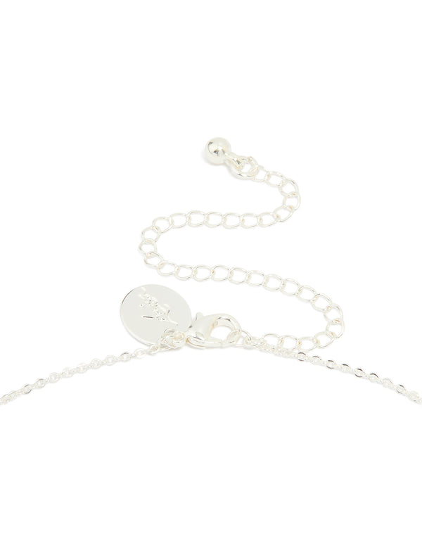 Silver Plated Cubic Zirconia Flower Pearl Drop Necklace