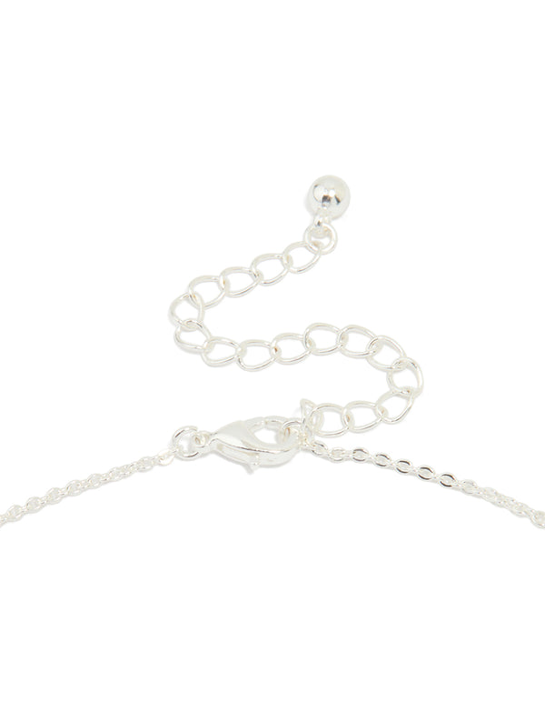 Silver Plated Cubic Zirconia Bow Pendant Necklace