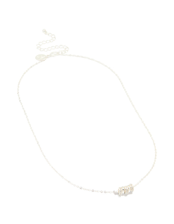 Silver Plated Cubic Zirconia Rondell Necklace