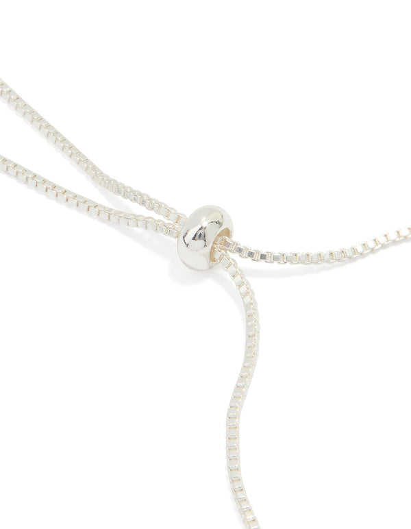 Silver Plated Cubic Zirconia Bow Outline Toggle Bracelet