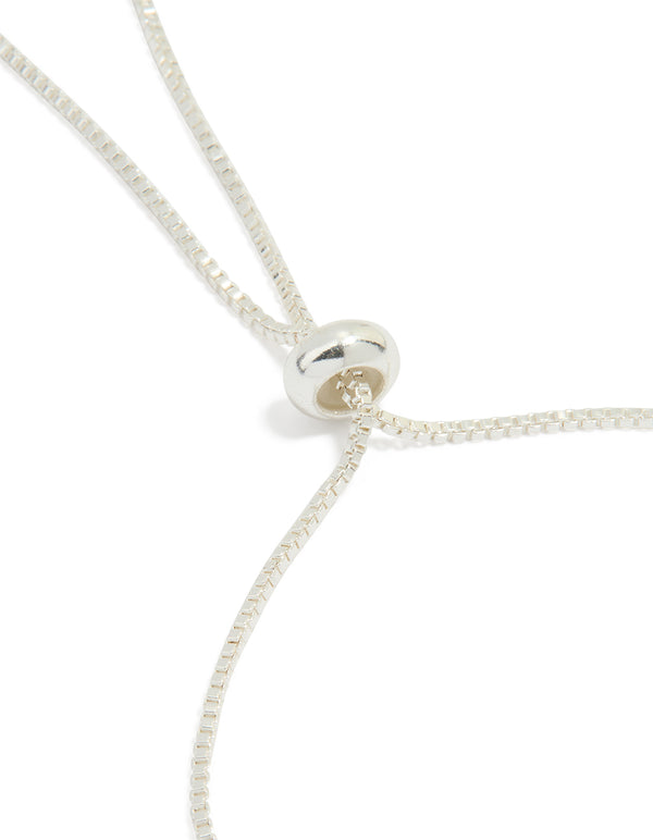 Silver Plated Mother Of Pearl & Cubic Zirconia Mini Heart Toggle Bracelet