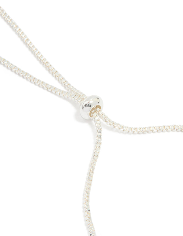 Silver Plated Cubic Zirconia Mini Flower Toggle Bracelet