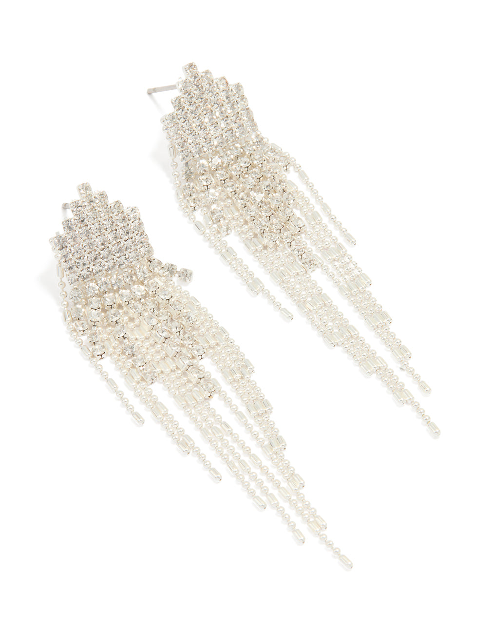 Silver Diamante Dainty Chain Earrings
