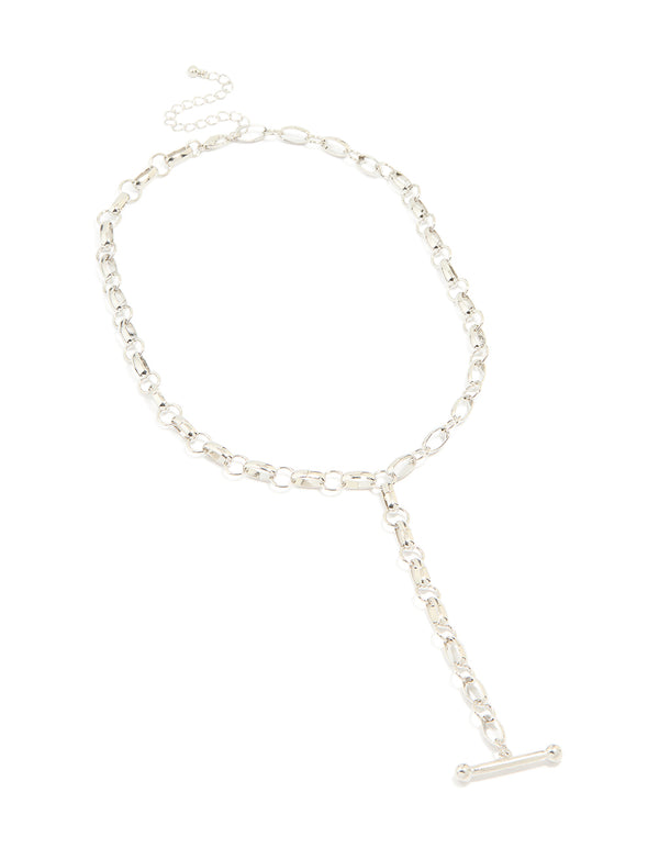 Silver Chain T-Bar Y-Necklace