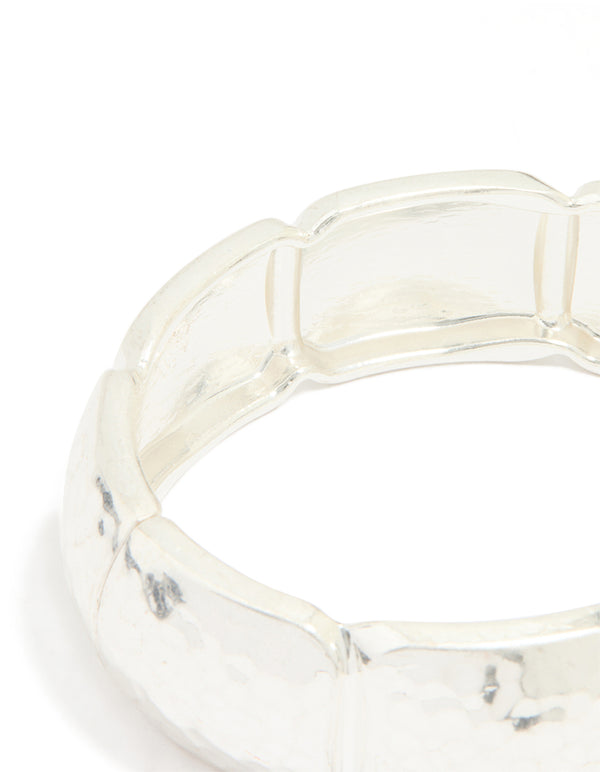 Silver Hammered Rectangle Bangle