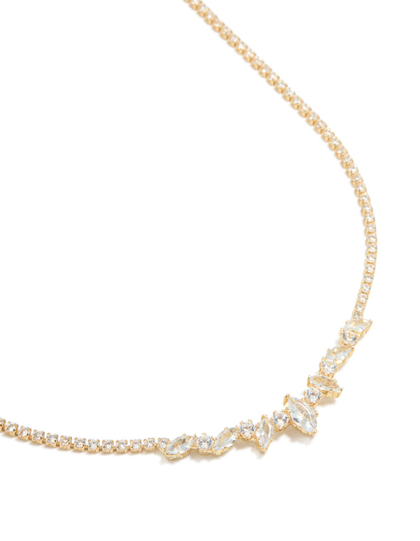 Silver Cubic Zirconia Pear Shaped Pendants Necklace