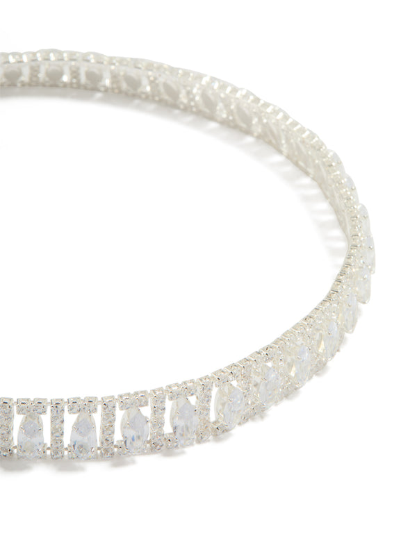 Silver Cubic Zirconia Choker Necklace
