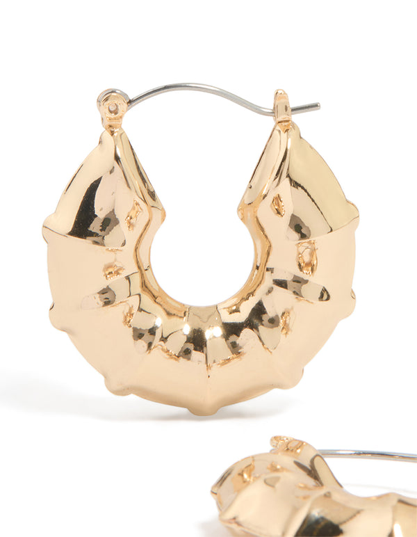 Gold Mini Bamboo Hoop Earrings