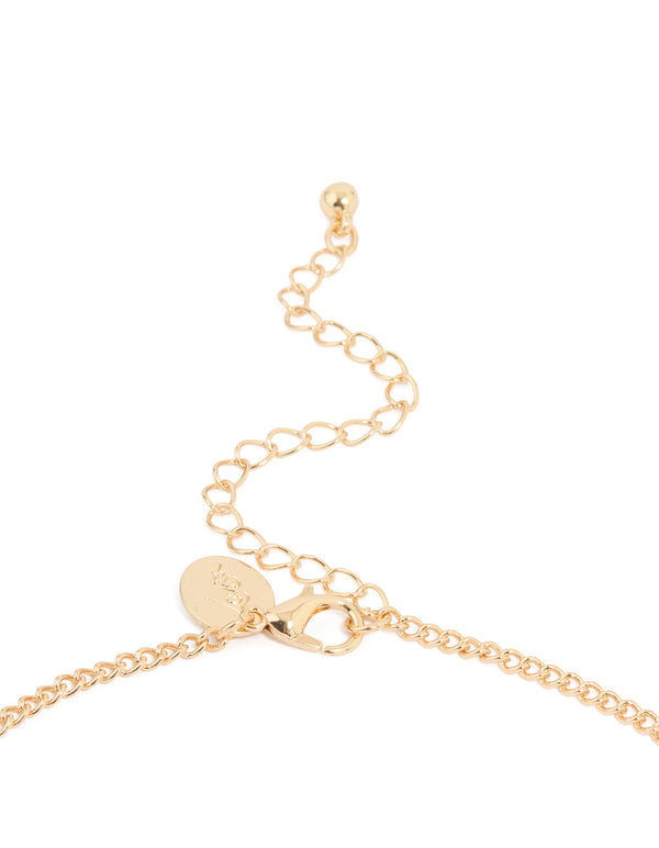 Gold Flat Organic Shape Lariat Necklace