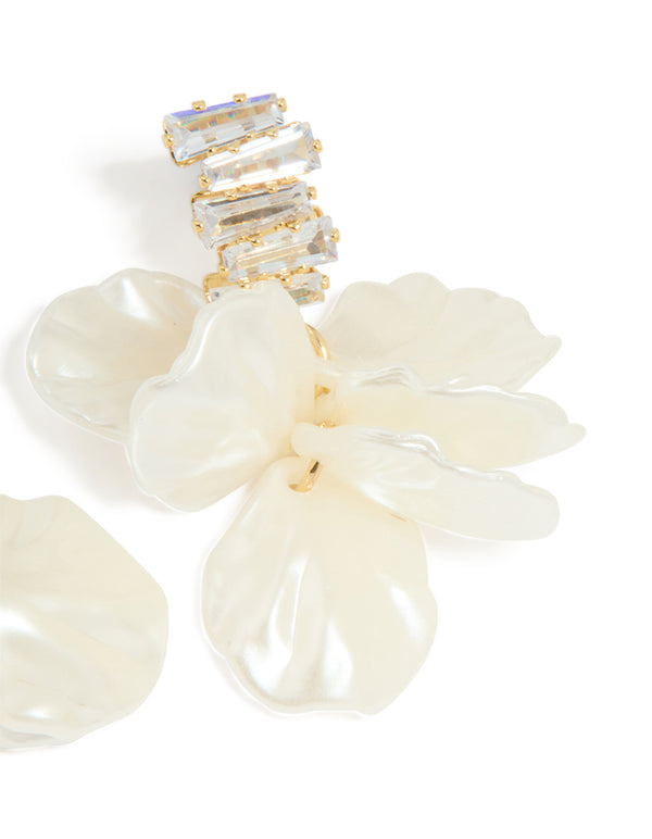 Gold Plated Zigzag Stone Petal Earrings