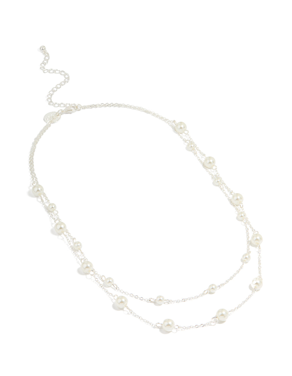 Silver Plated Pearl Layered Necklace
