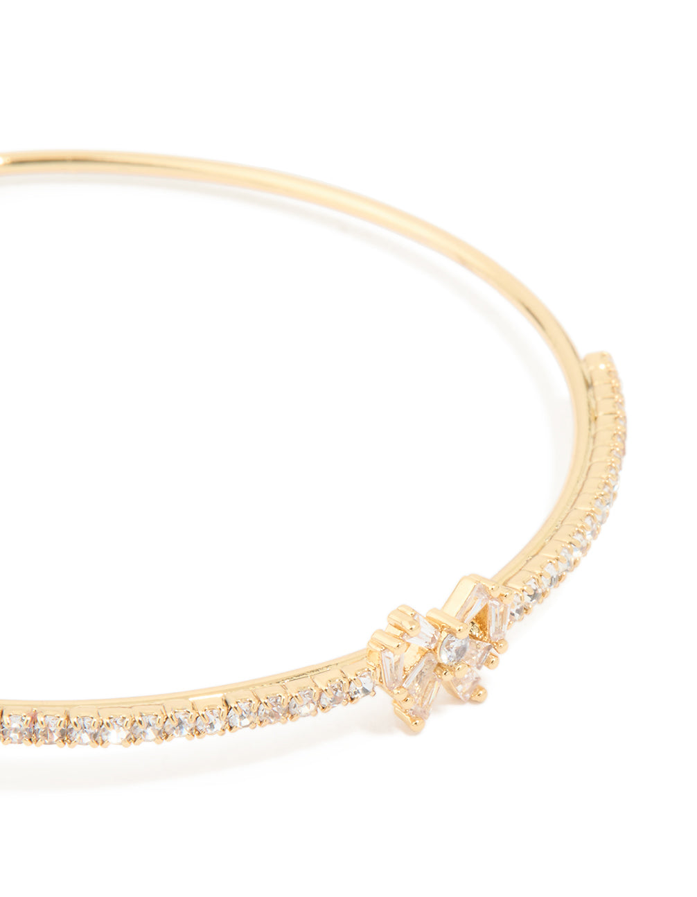 Gold Plated Cubic Zirconia Bow Wrist Cuff