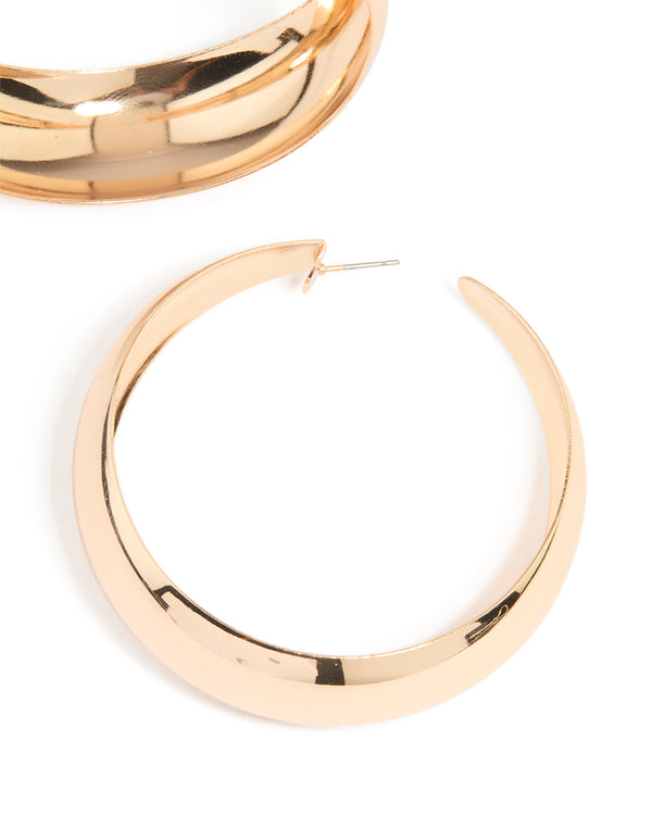 Gold Large Thin Hoop Earrings