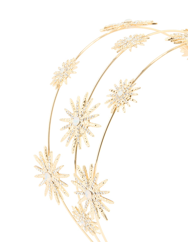 Gold Diamante Celestial Layered Headband