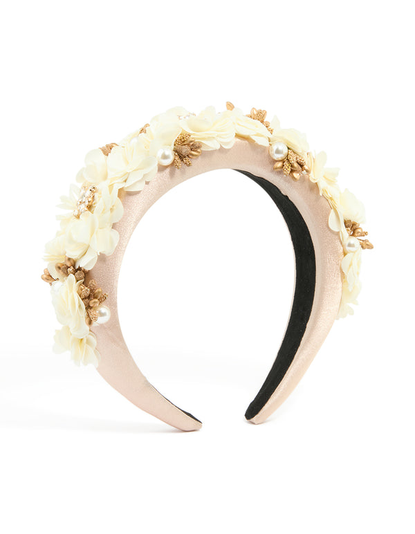 Blush Pink Fabric Mini Flower Cluster Headband