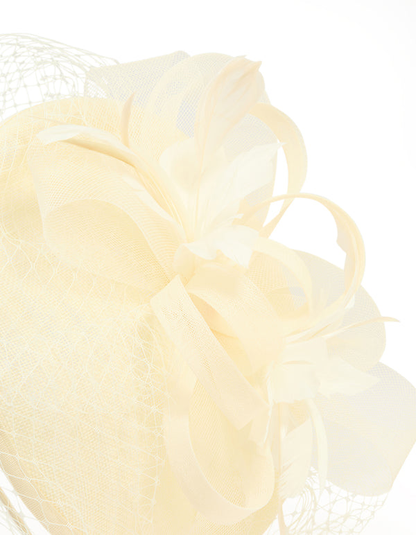Butter Yellow Loop Disc & Veil Fascinator