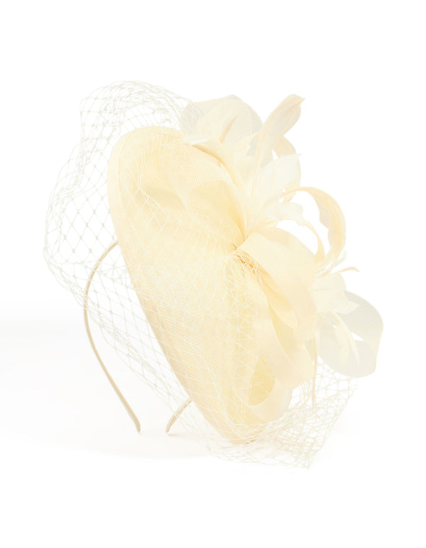 Butter Yellow Loop Disc & Veil Fascinator