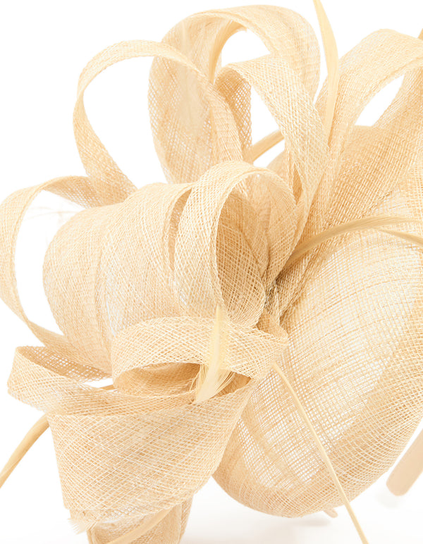 Cream Loop & Feather Pillbox Fascinator