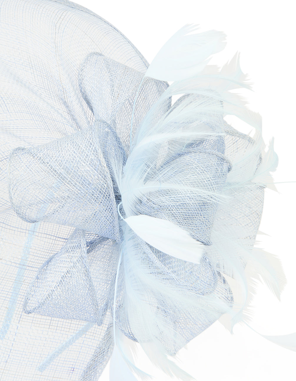 Light Blue Sinamay Feather Teardrop Shaped Fascinator