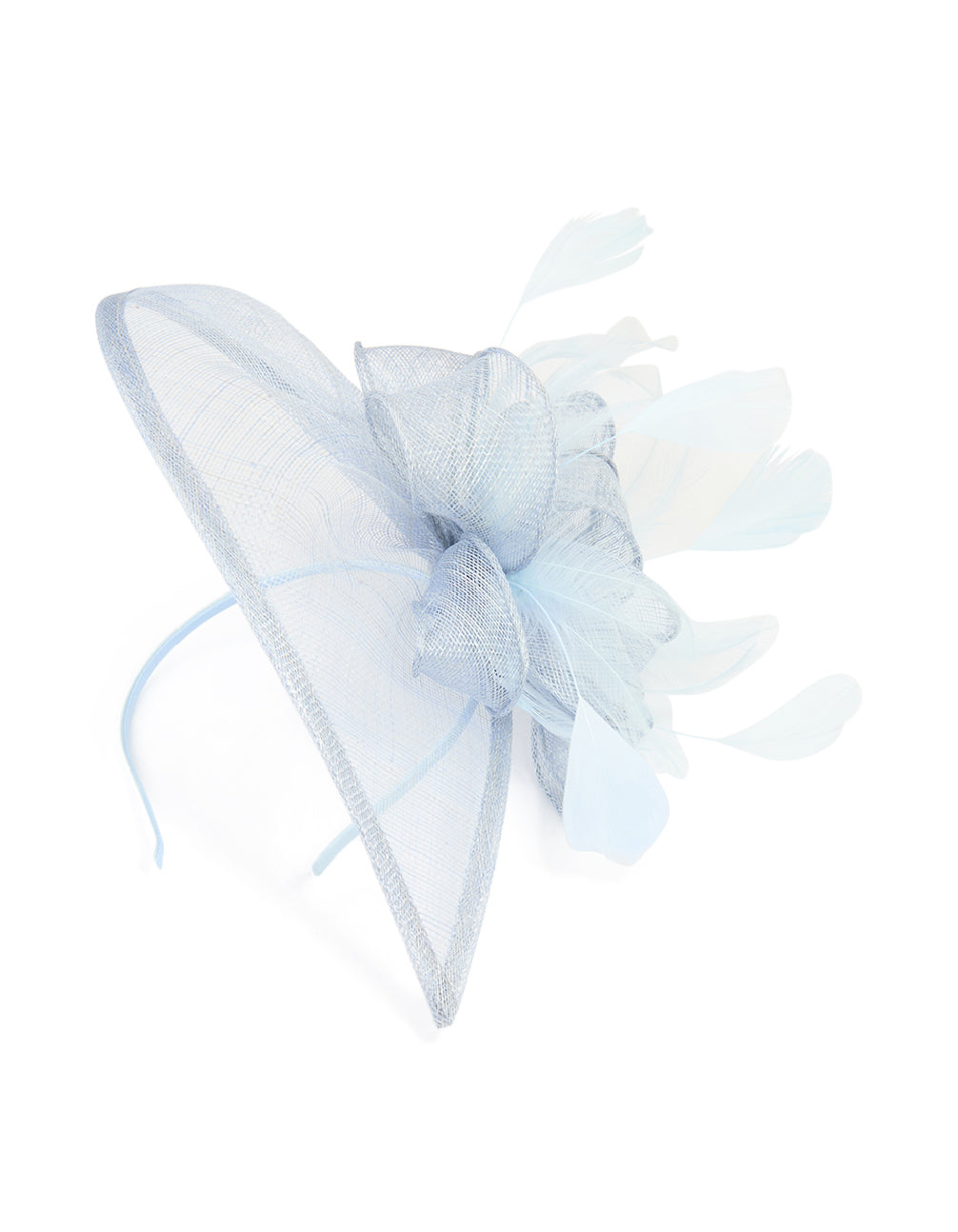 Light Blue Sinamay Feather Teardrop Shaped Fascinator