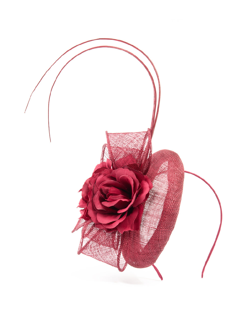 Burgundy Flower Pillbox Quill Fascinator