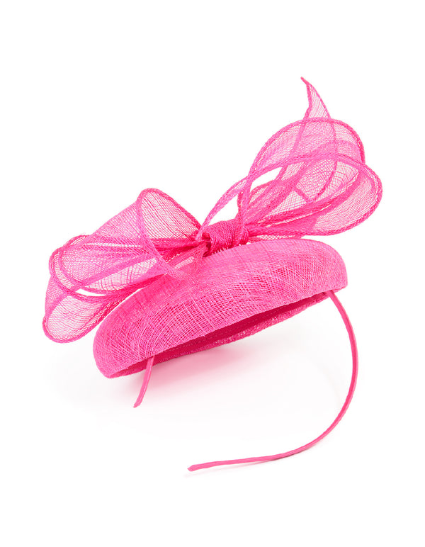 Pink Sinamay Bow Pillbox Fascinator
