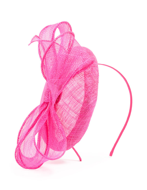Pink Sinamay Bow Pillbox Fascinator