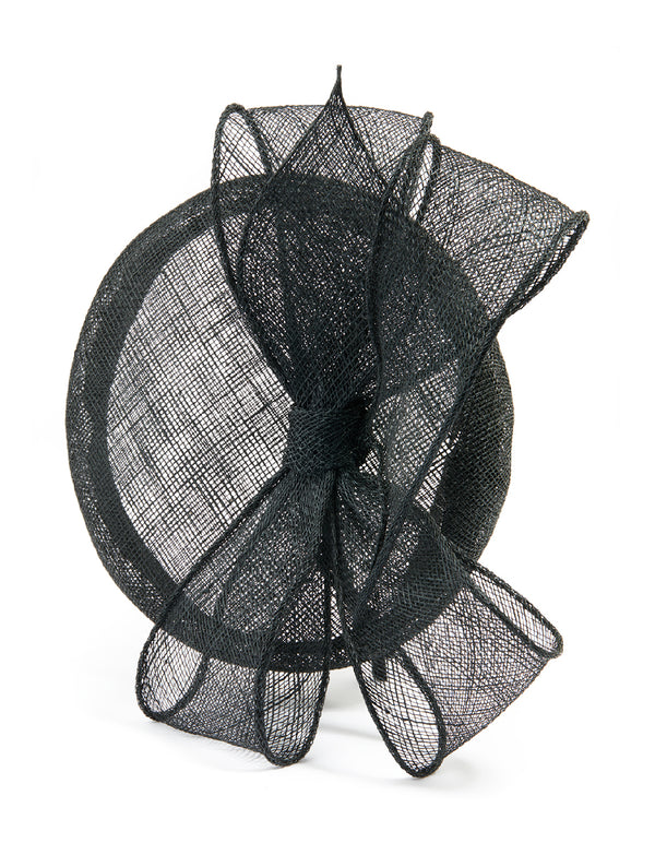 Black Sinamay Bow Pillbox Fascinator