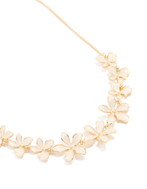 Gold Enamel Flower Necklace