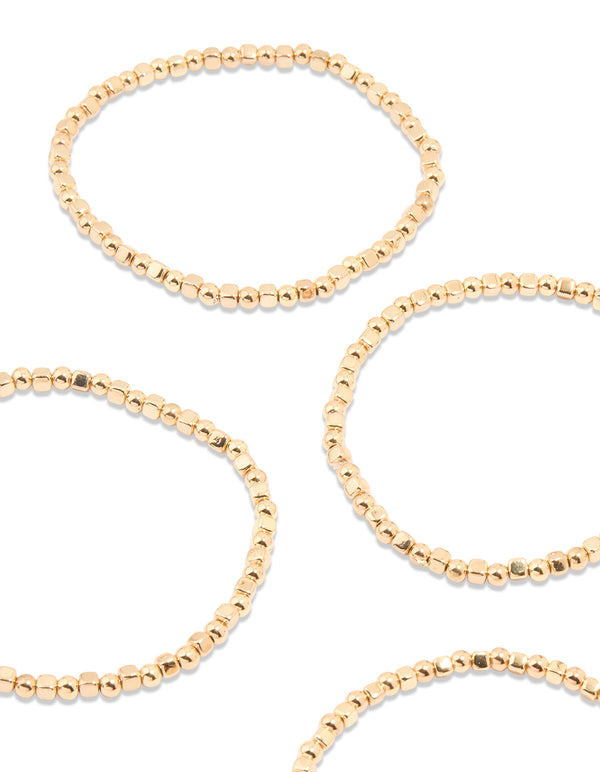 Gold Beaded Bracelets 6-Pack