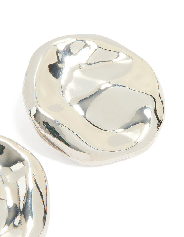 Silver Organic Circle Stud Earrings