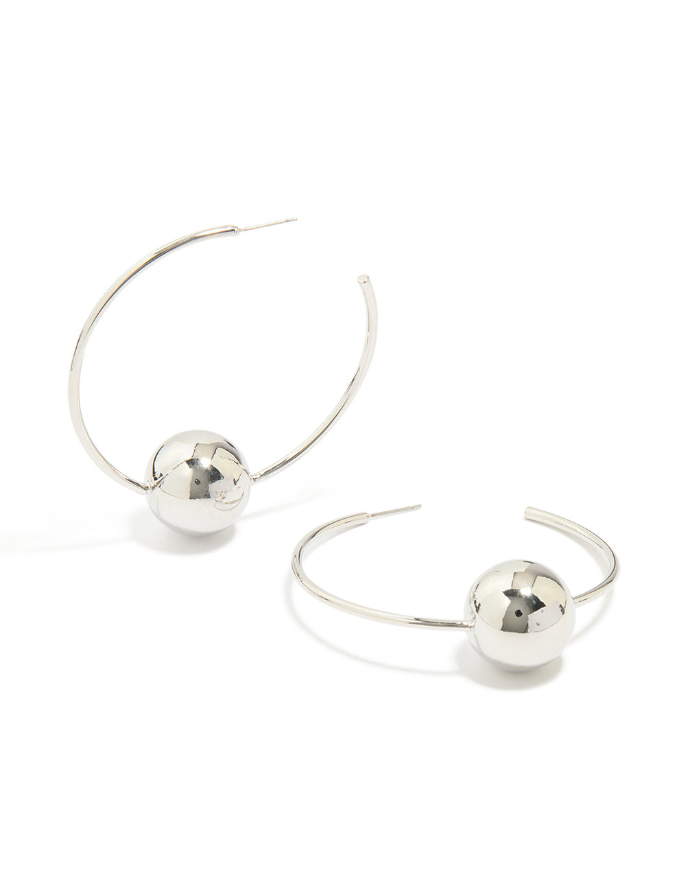 Silver Ball Hoop Earrings