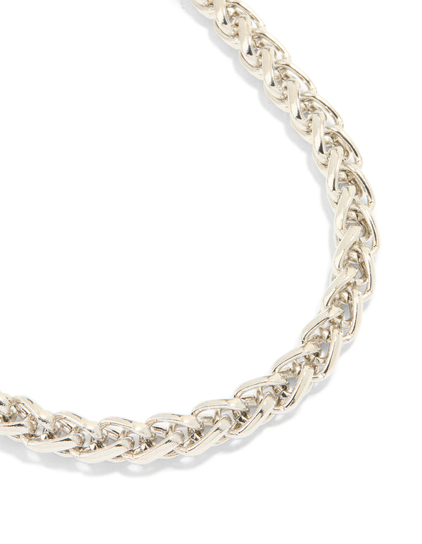 Silver Thick Magnetic Clasp Spiga Necklace
