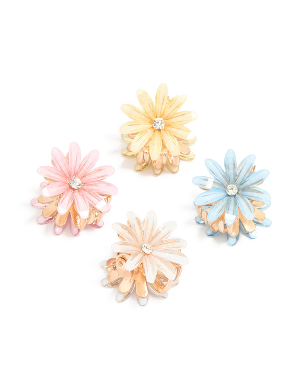 Mixed Daisy Facet Claw Clips 4-Pack