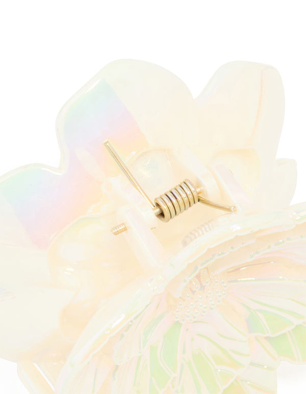 Pearlised Double Flower Claw Clip