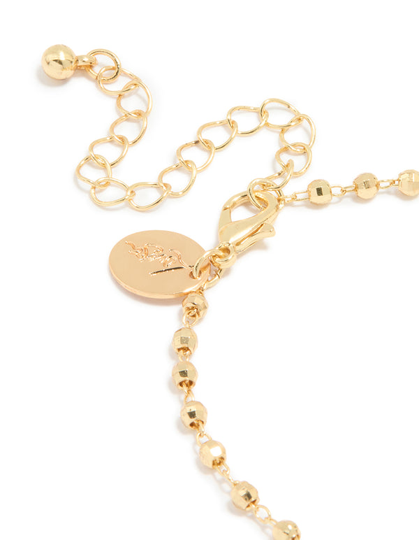Gold Plated Ball Chain Cross & Mary Bracelet