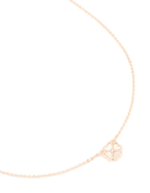 Rose Gold Plated Cubic Zirconia Flower Pendant Necklace